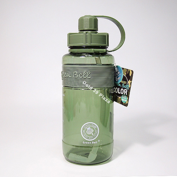 綠貝精選彈跳吸管太空壺(附背帶)1000ml-軍綠