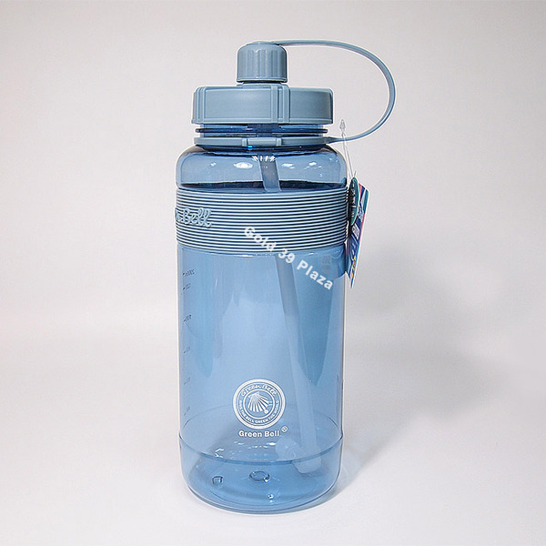 綠貝精選彈跳吸管太空壺(附背帶)2000ml-藍