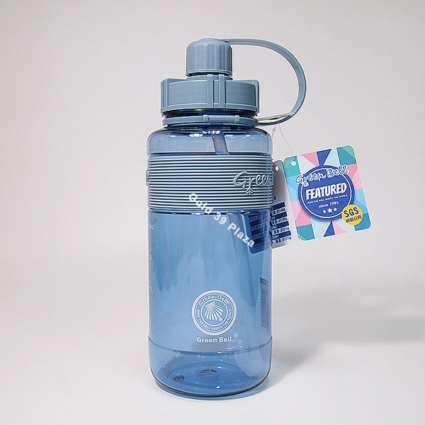 綠貝精選彈跳吸管太空壺(附背帶)1000ml-藍