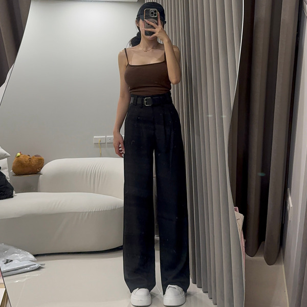 【港風純慾】高腰垂感西裝直腿褲