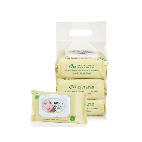 小獅王辛巴 EDI超純水嬰兒柔濕巾組合包(90抽x3包)