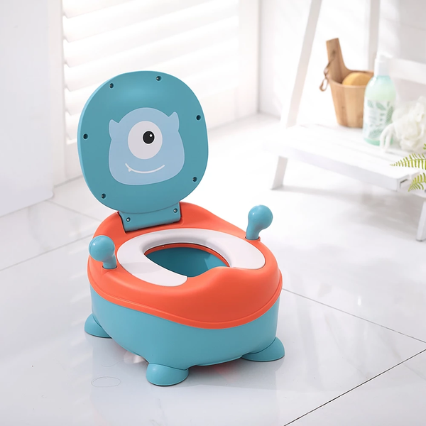 HaHa Kiddo 小怪獸兒童學習馬桶_藍色｜便盆可拆 加高前擋 彈性PU坐墊