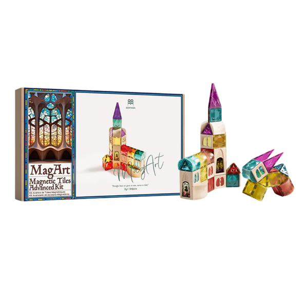 zzzMoon 彩窗設計彩虹磁力片積木64片 (含4片彩窗)