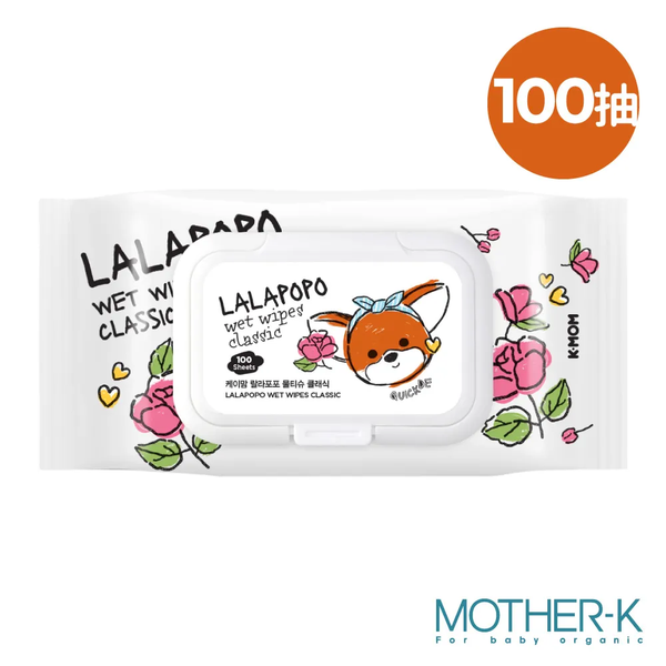 MOTHER-K LALAPOPO 大馬士革玫瑰絲柔濕紙巾100抽(掀蓋款)