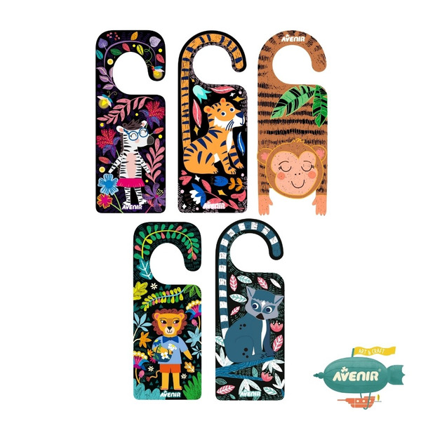 Avenir Kids DIY 門把掛牌刮畫-動物款 5入