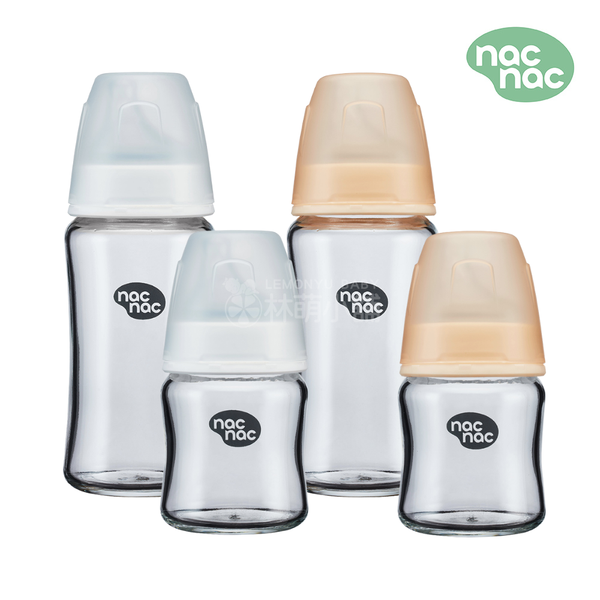 nac nac 妍心35%晶透防脹氣玻璃寬口奶瓶 多款可選