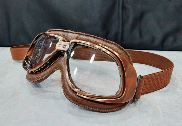 復古風鏡 (咖啡色皮革邊)