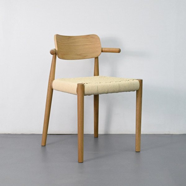 丹麥寬背扶手椅 (橡木骨架/紙繩編織)