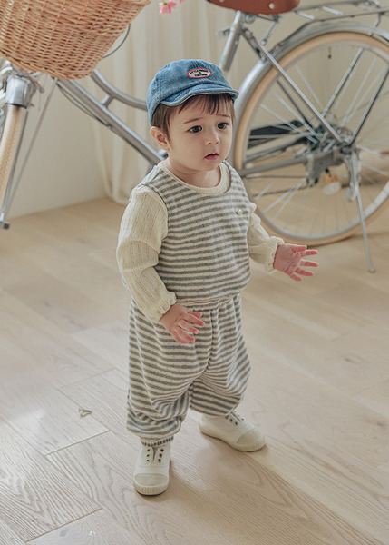 Little Tini｜棒球條紋褲子-灰