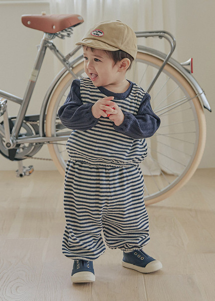 Little Tini｜棒球條紋背心-深藍