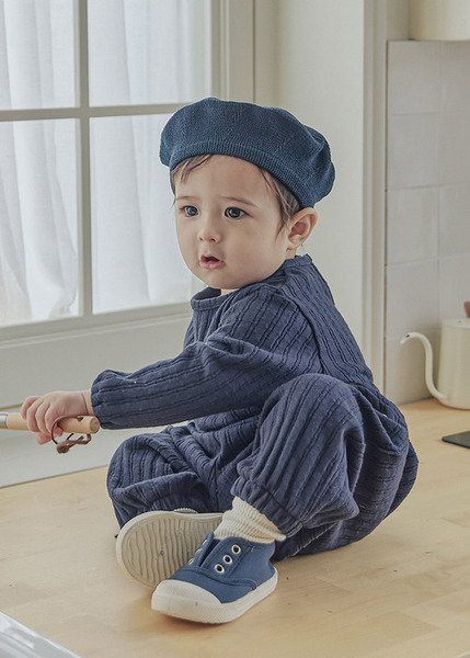 Little Tini｜洞洞螺紋上衣-藍