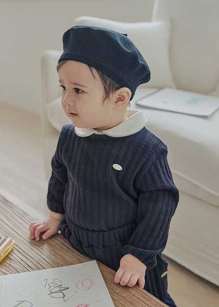 Little Tini｜洞洞螺紋褲子-藍