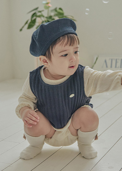 Little Tini｜隨便搭都好看針織背心-藍