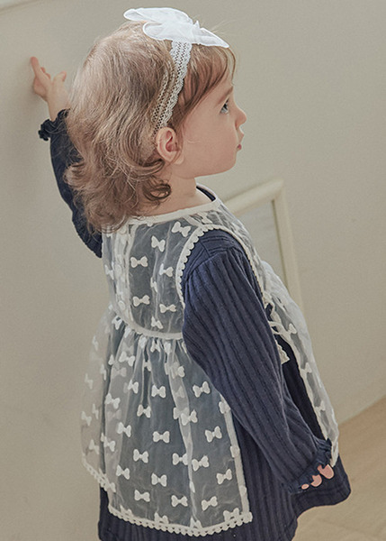 Little Tini｜蝴蝶蕾絲廚房圍裙-白