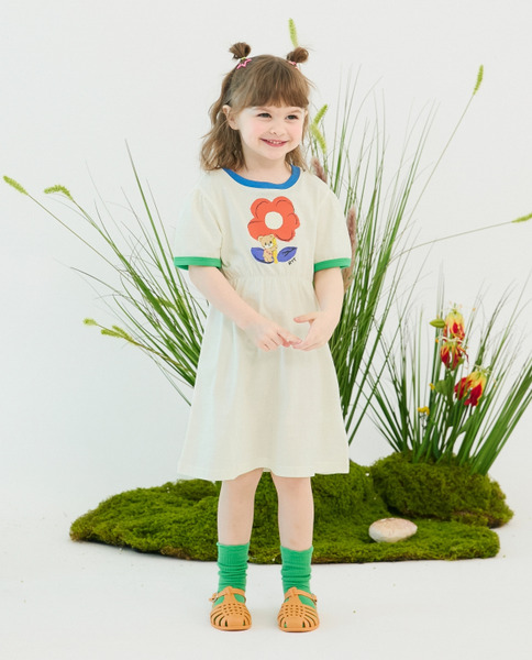 Rototobebe｜紅紅火火心花開連身裙(2色)