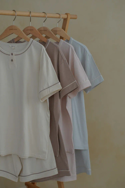 Peekaboo｜素淨莫代爾成人睡衣套裝(4色)