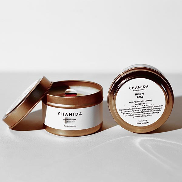 CHANIDA 木芯香氛蠟燭│檜木玫瑰│日本手工澆注製作 (紙盒裝)