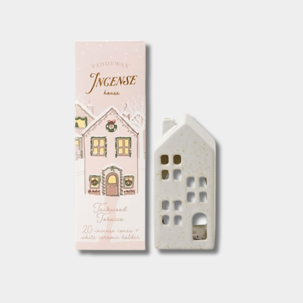 美國 PADDYWAX 陶瓷香氛小屋│假日小鎮白房子│附祕魯聖木香椎20個 &小茶蠟
