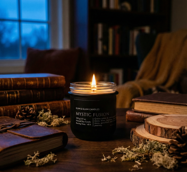 暮色秘境｜皮革與雪松 手工大豆香薰蠟燭｜MYSTIC FUSION SOY CANDLE｜GLIM GLAM