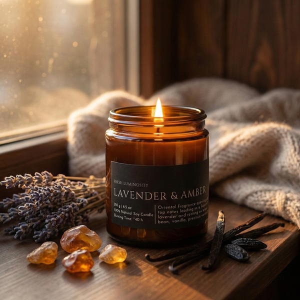 晨曦琥珀｜零陵香豆薰衣草與紫羅蘭｜LAVENDER & AMBER SOY CANDLE｜GLIM GLAM