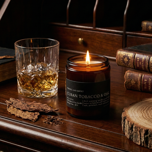 哈瓦那舊夢｜菸草花與皮革胡椒｜СUВАN ТОВАССО & OАK SOY CАNDLE｜GLIM GLAM