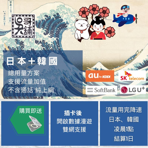 日本+韓國 共用，總用量方案