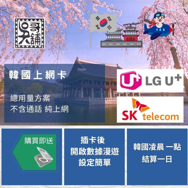 韓國 SK Telecom 電信  總用量 上網卡，多種流量規格超值划算