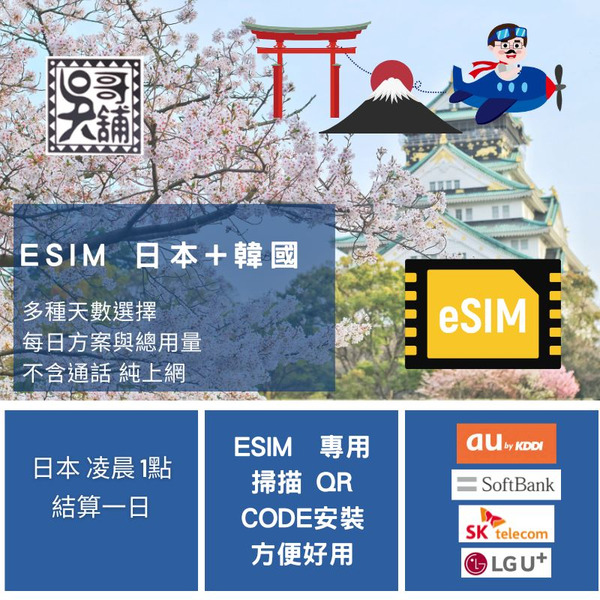 ESIM 日本+韓國 二地共用上網卡