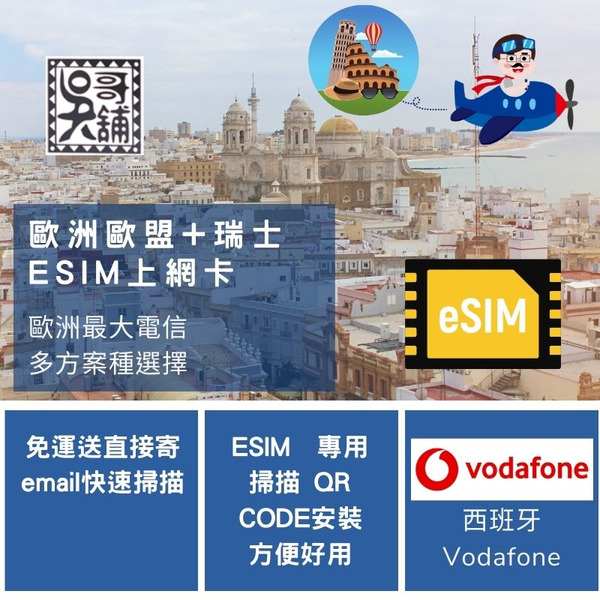 ESIM Vodafone 歐洲多國共用(含土耳其、瑞士、英國、冰島)