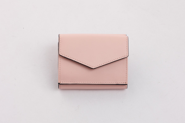 牛皮信封三折短夾-粉