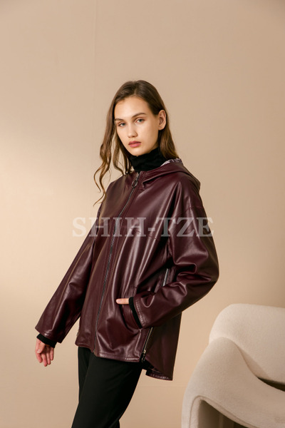 率性小羊皮皮外套 X 雙面穿 (酒紫色)