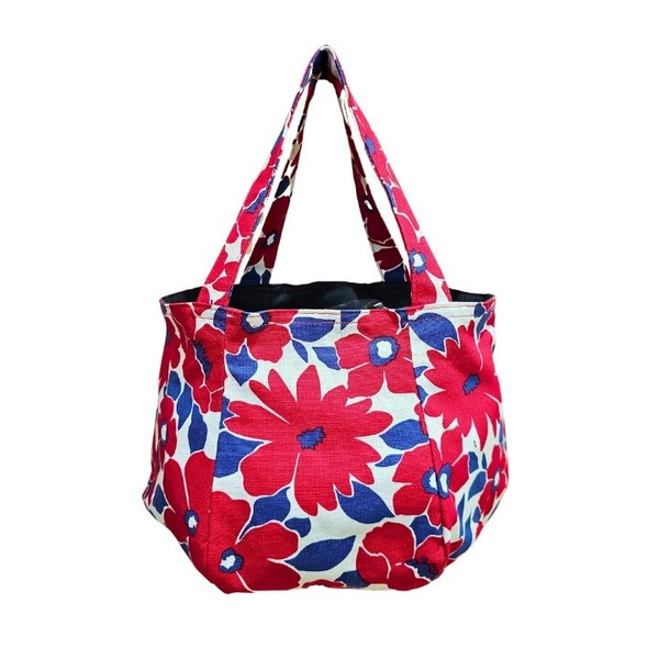 【永樂手作MIT】防潑水圓底南瓜托特袋 花卉  2WAY 手工花布包 二層織製 可放便當外食用