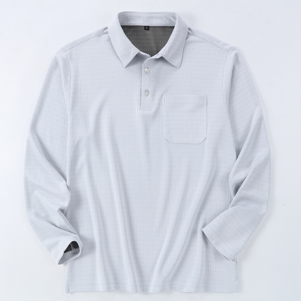 速乾POLO衫長袖(城市休閒款)-灰白色