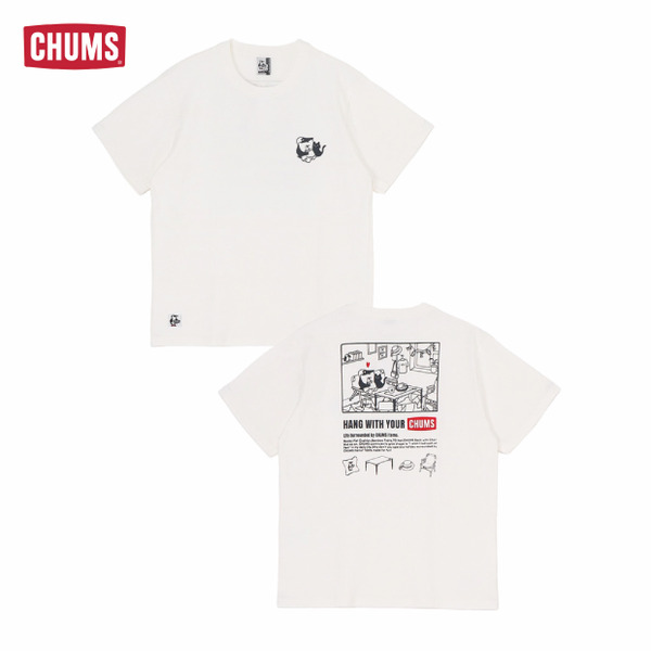 CHUMS 男/女 My CHUMS Room T短袖上衣 白色 貓咪/鰹鳥