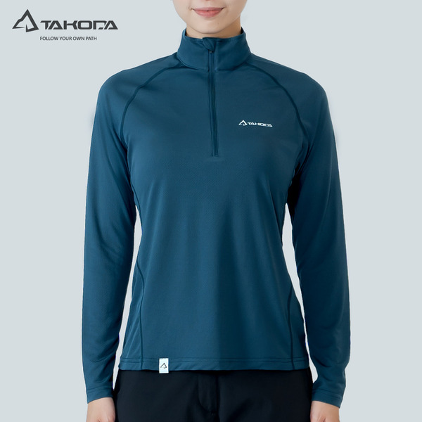 TAKODA Wi 環保機能輕量排汗速乾拉鍊上衣 女款 太平洋藍