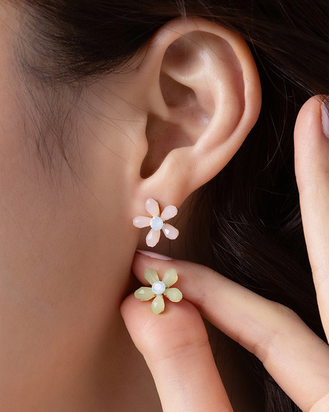 立體水晶花耳環