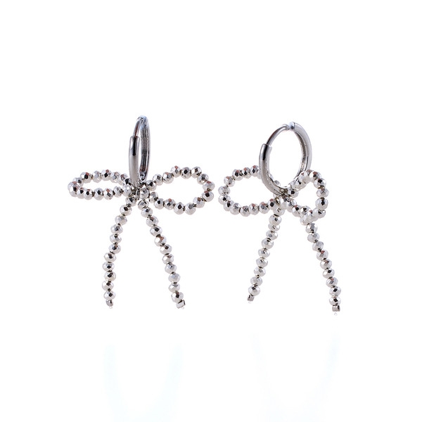 蝴蝶結垂墜珠鍊耳扣