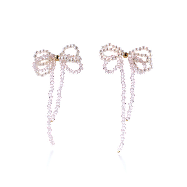 粉紅泡泡蝴蝶結耳環