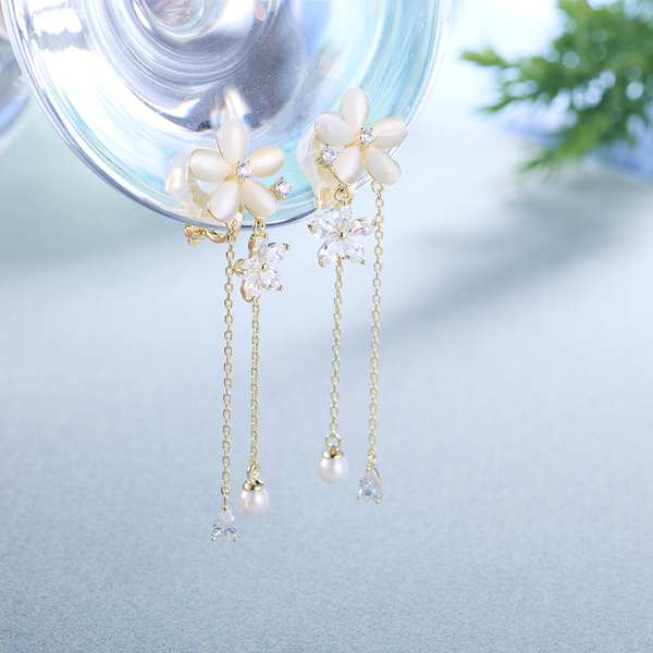 璀燦花圈夾式耳環