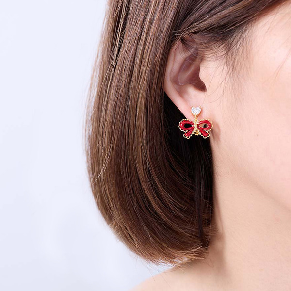 蝴蝶結單鑽耳夾