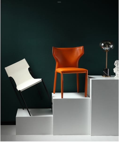 Torino北歐輕奢馬鞍皮極簡餐椅