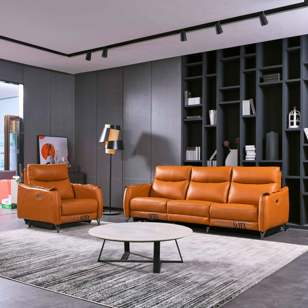 Bern北歐意式組合1+2+3牛皮電動沙發