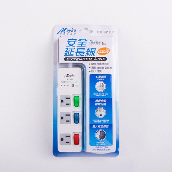 Mayka(明家) 3開3插家用延長線 SP3441