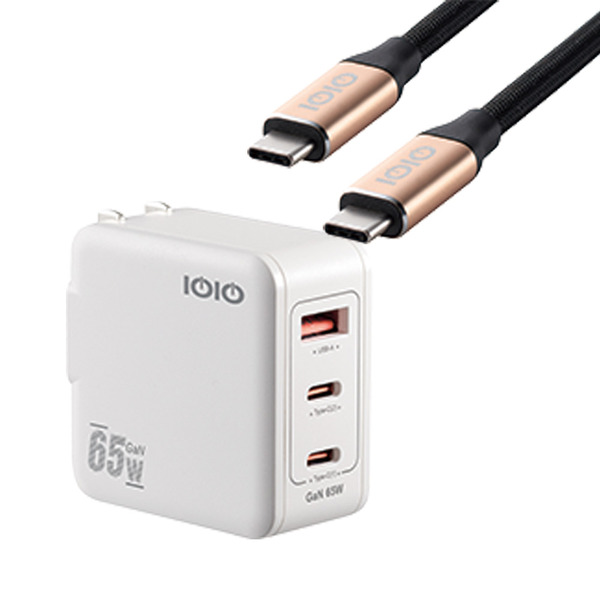 IOIO  65W C to C氮化鎵智慧型急速充電組 IOCP1868