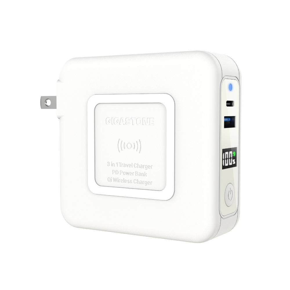 Begrænsninger Krage arrangere Gigastone - QP-10200W Qi 4 in 1 Travel Wireless Charging Power Bank with AC  Adapter(White) Gigastone