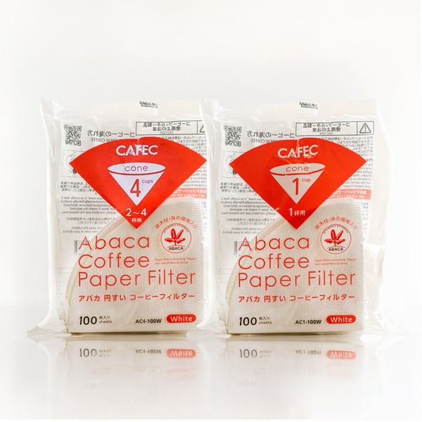 Sanyo CAFEC Cotton & Abaca Fiber V-Shaped Filter Paper (White)-100｜1-2 Cup/1-4 Cup sheetsV60 Dripper【Justin Coffee Selection】