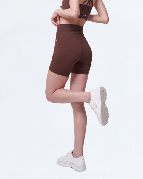 歐美高腰訓練三分短褲｜咖啡色