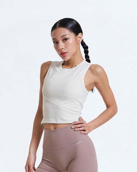 直紋前交叉背心Bratop｜奶油白