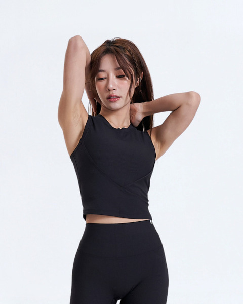 直紋前交叉背心Bratop｜純粹黑