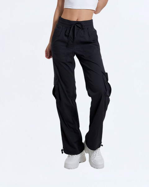 束口直筒兩穿輕薄工裝褲｜純粹黑